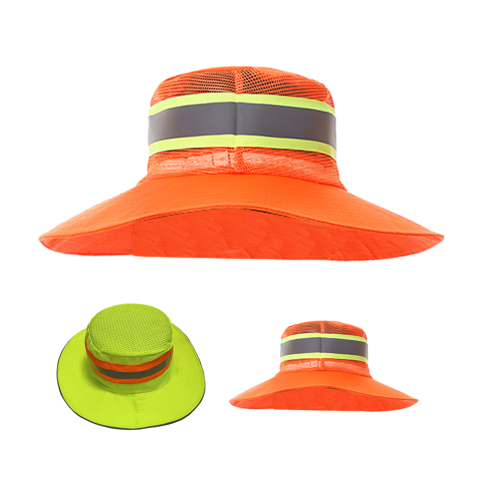 Polyester Mesh Safety Sun Hat with Reflective Trim and Neck Flap 6