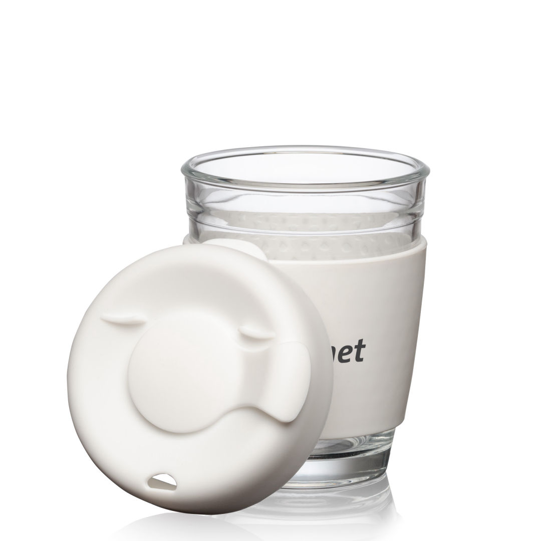 Retiro Borosilicate Glass Tumbler w/Silicone Lid - 8oz, custom stadium cup with logo imprint 10