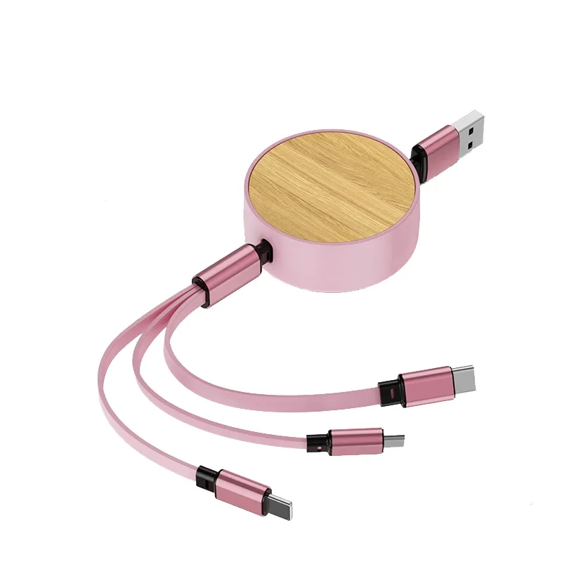 Bamboo Retractable Charging Cable 5
