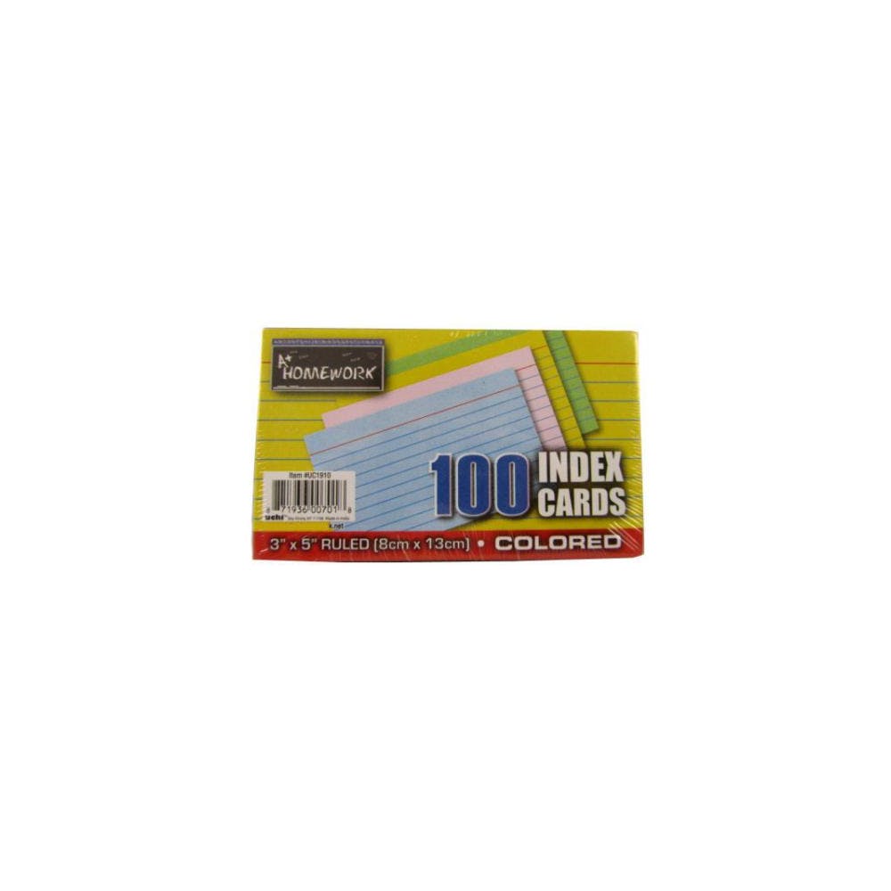 Index Cards - Ruled Assorted Colors 100 ct - 3" x 5" 2