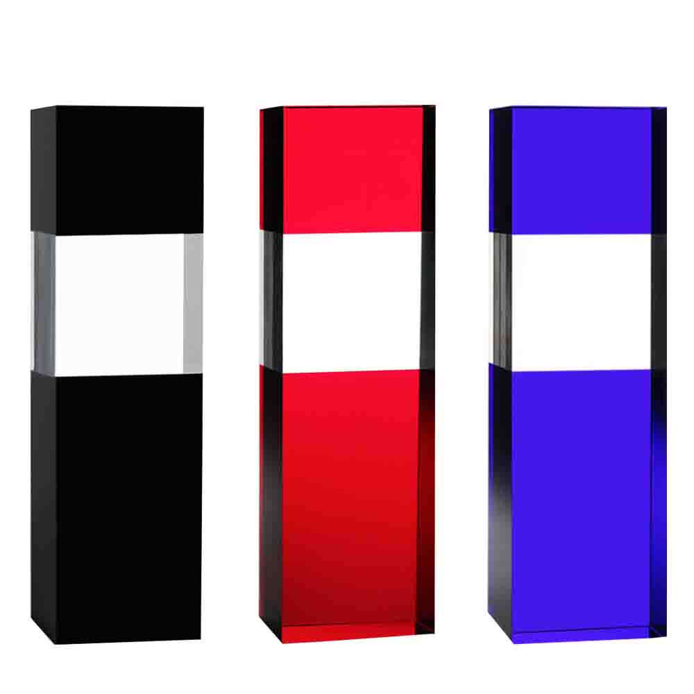 RED/CLEAR COLUMN OPTIC CRYSTAL AWARD 4