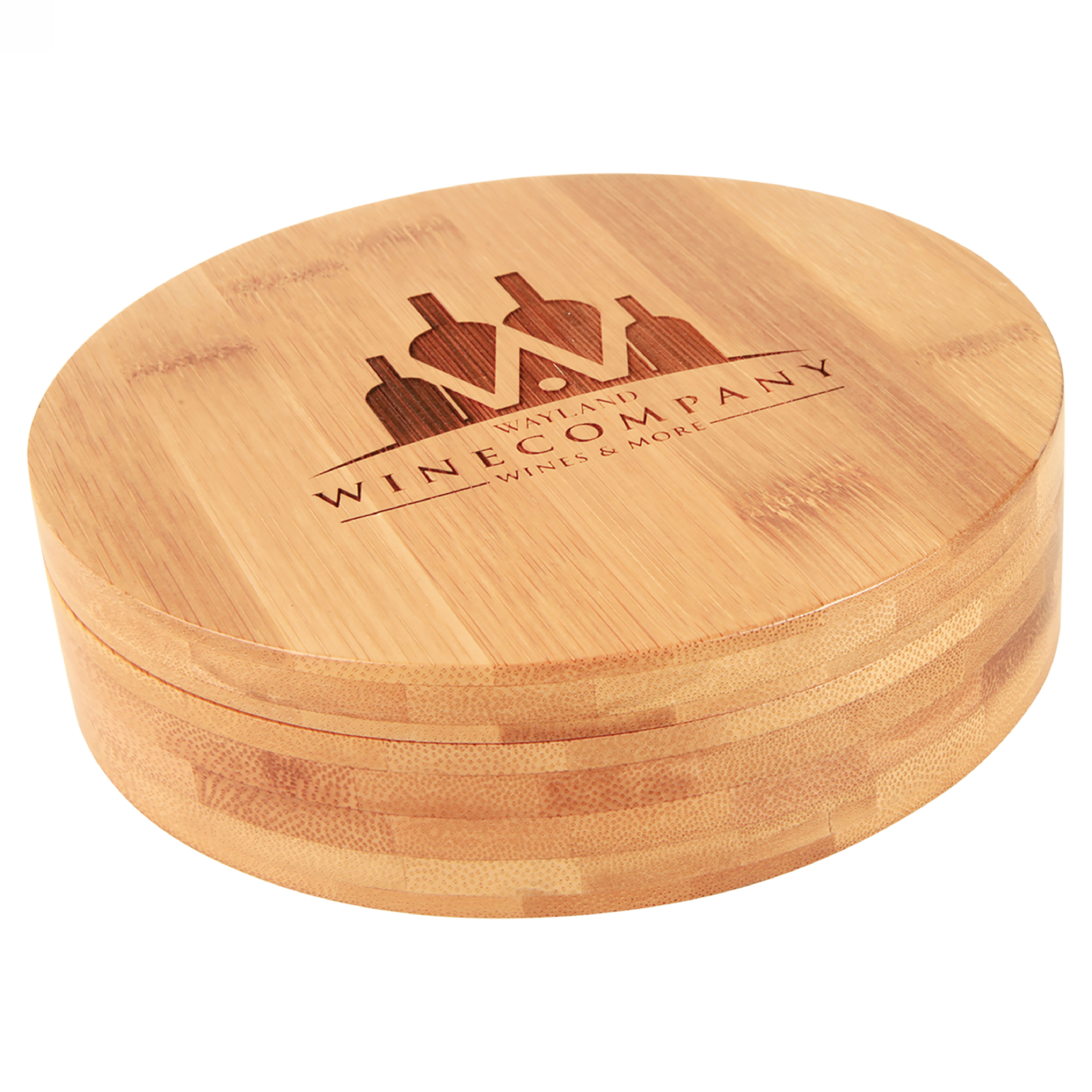 6" Round Bamboo 4-Piece Wine Tool Set 6