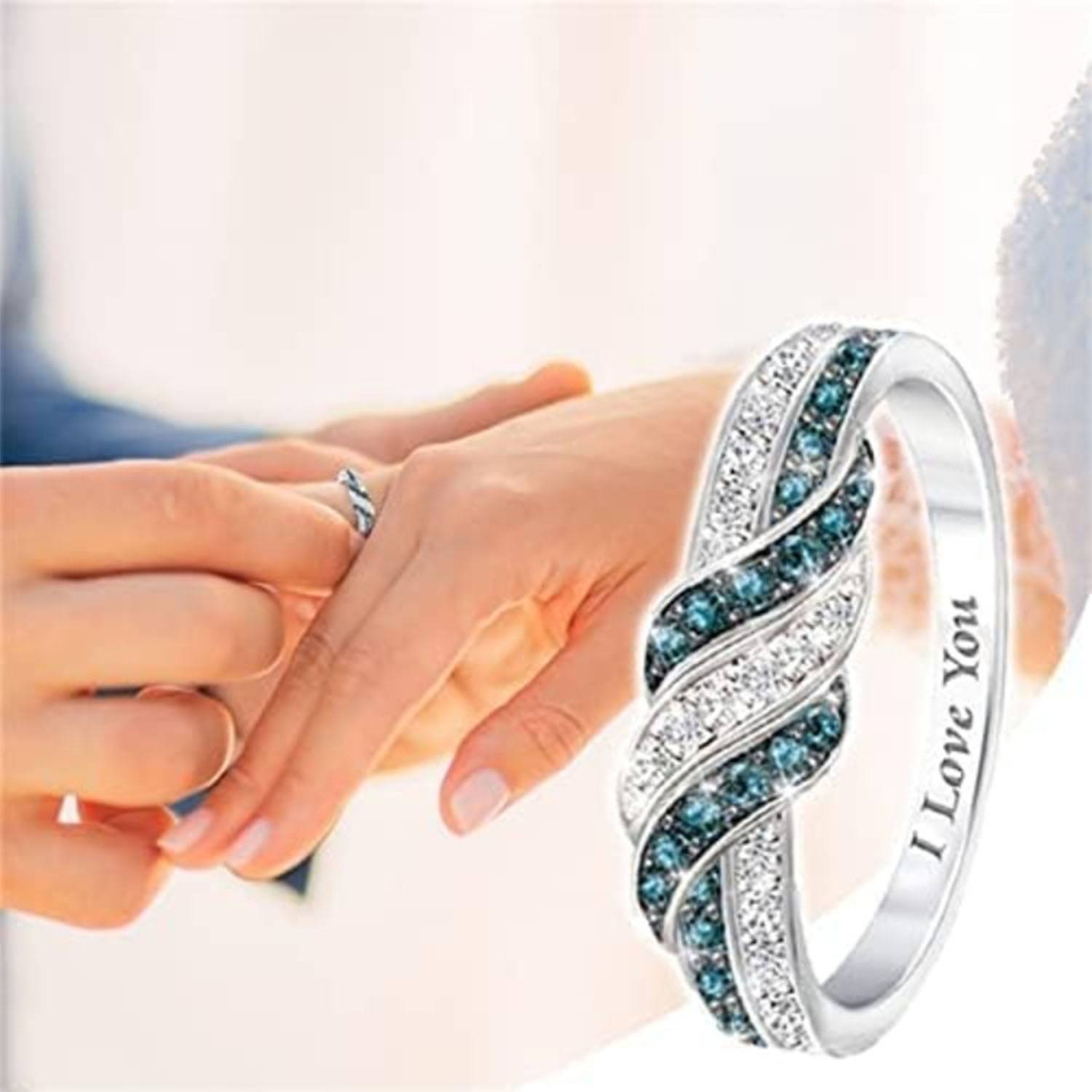 Blue and white crystal rings 4