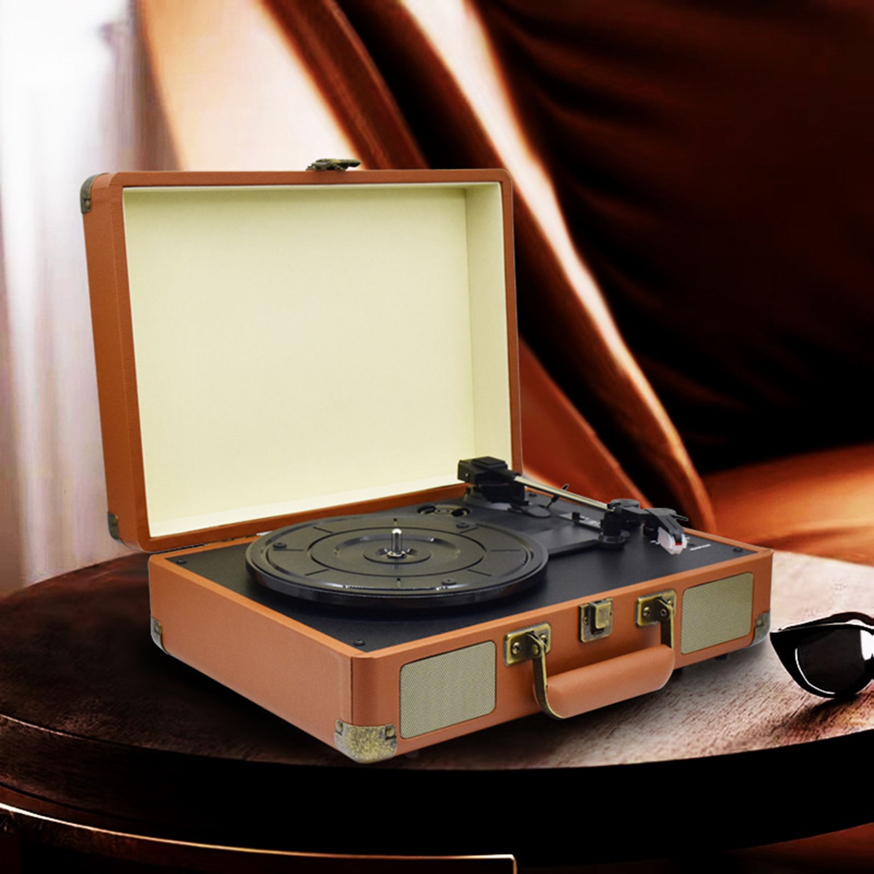 Portable Bluetooth Suitcase Speaker Record Player 4