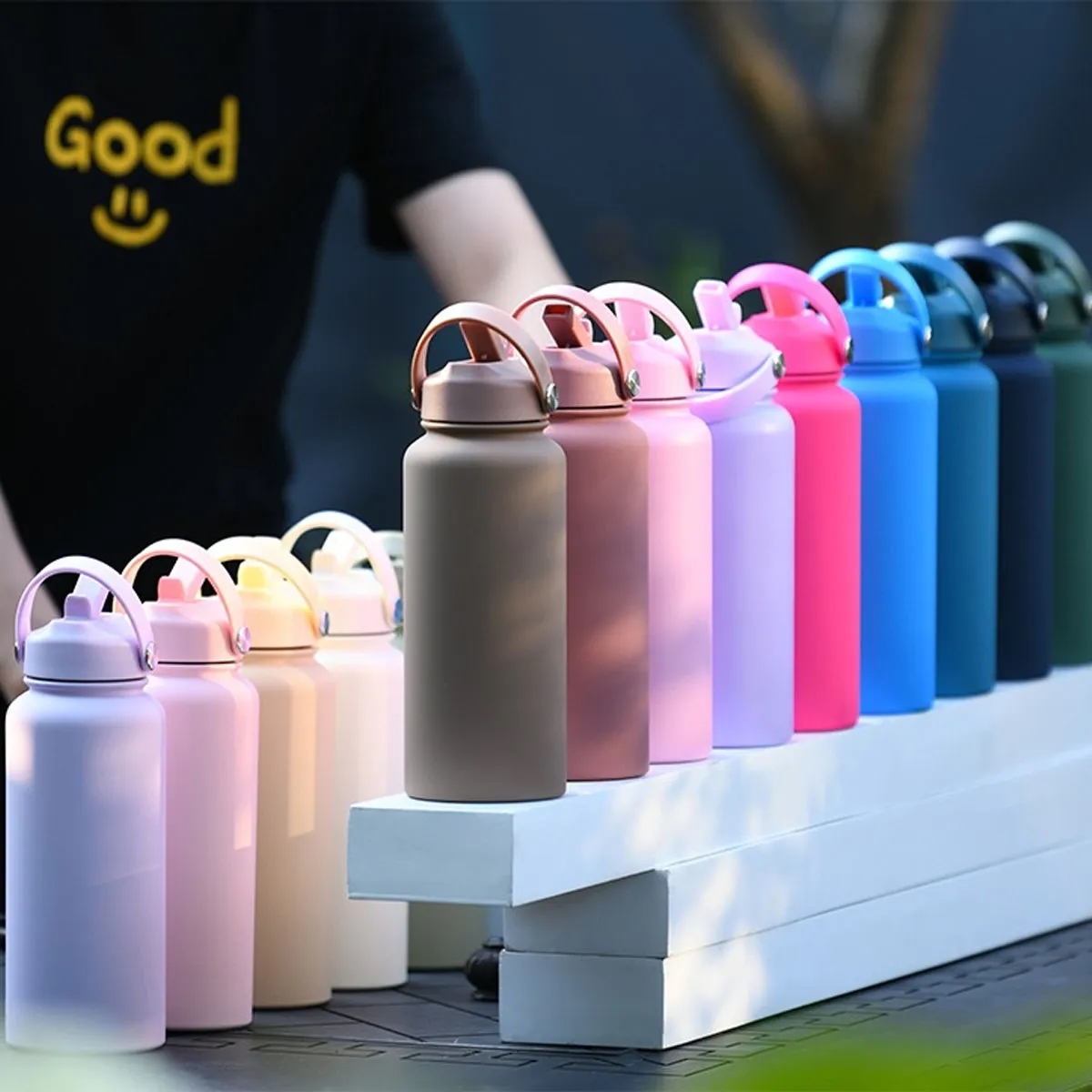 32 Oz Insulated Stainless Steel Water Bottle with Straw, custom water bottle with logo imprint 6