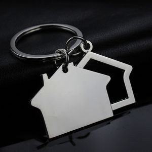 Alloy Dual House Shaped Keychain 8