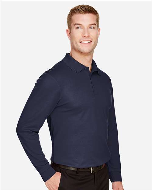 Men's Tall CrownLux Performance® Plaited Long Sleeve Polo - DG20LT 42