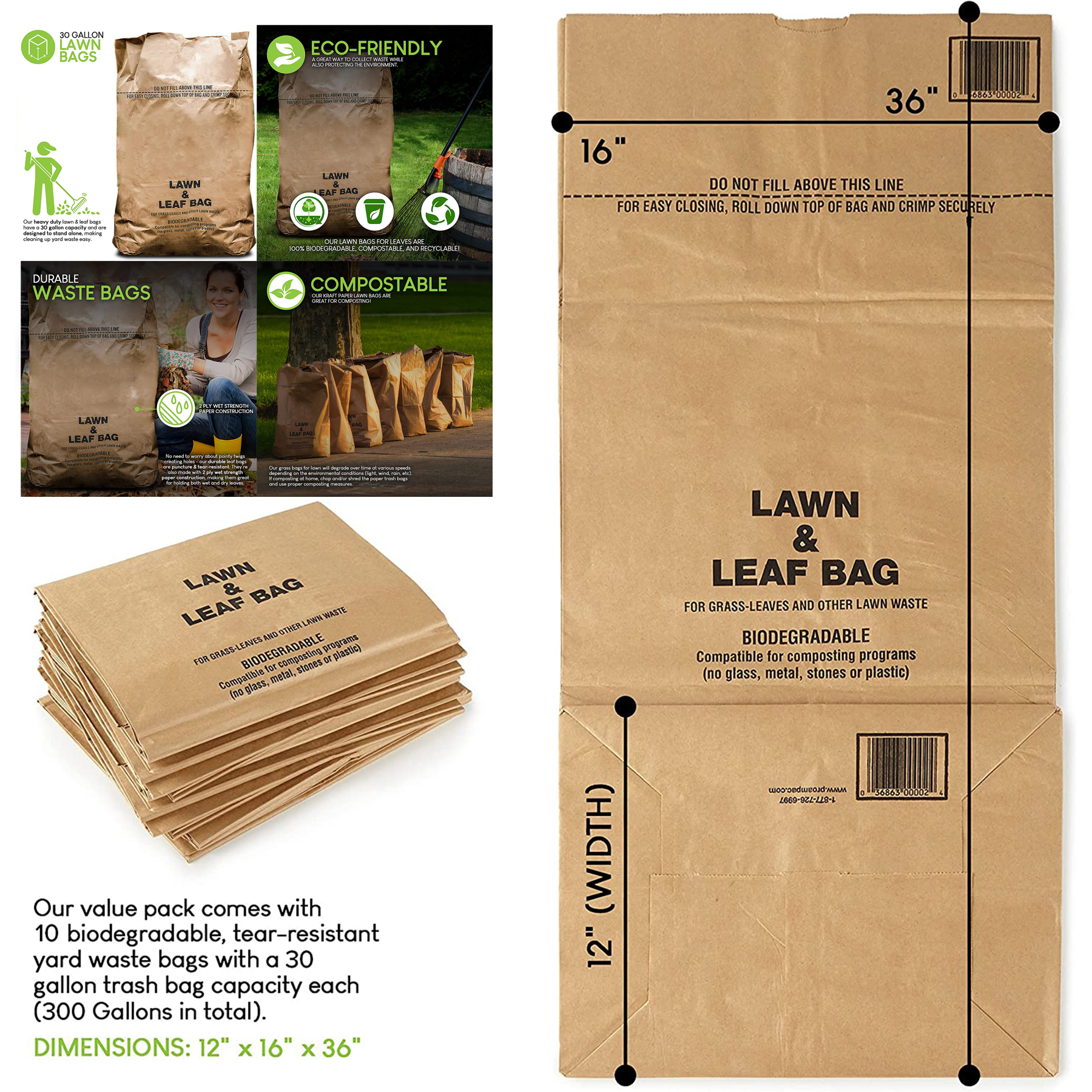 10 Pack Leaf Bags