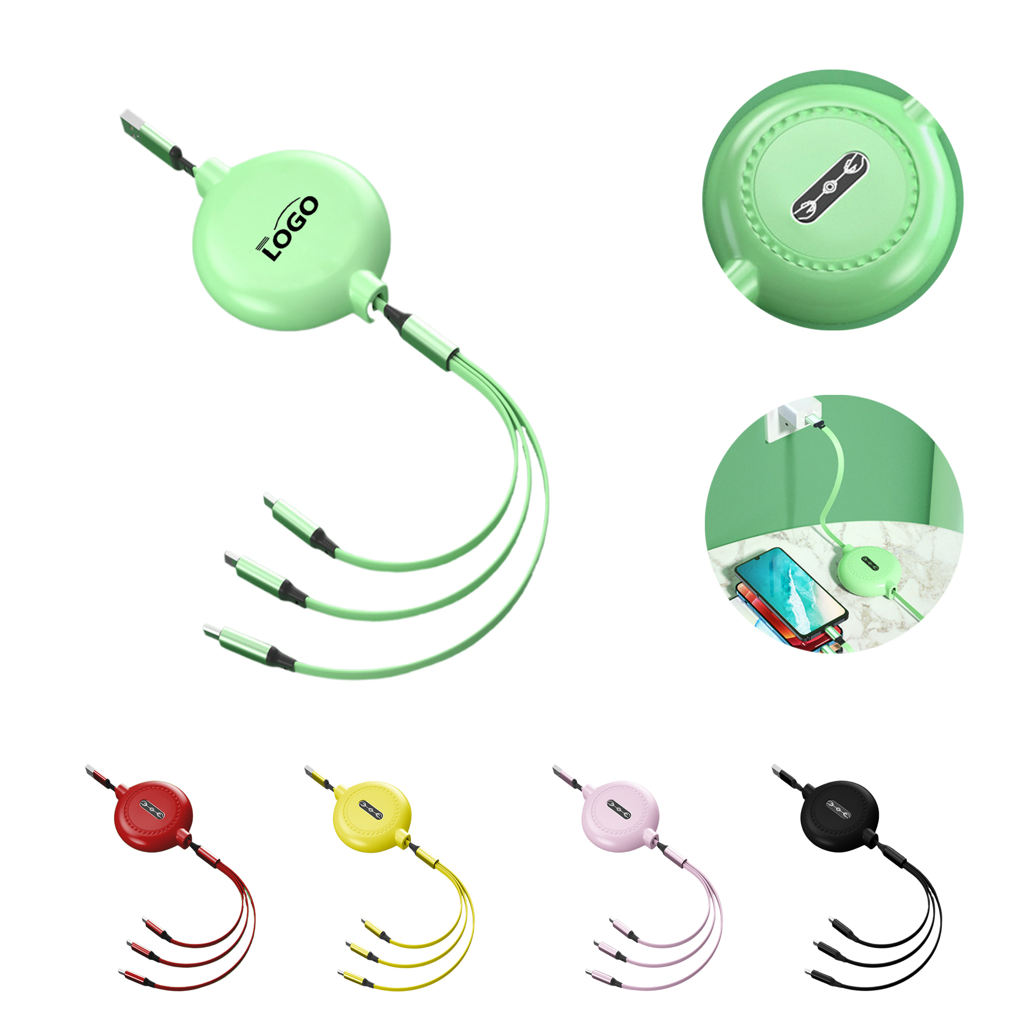 Retractable 3-in-1 Portable Charging Cable 2