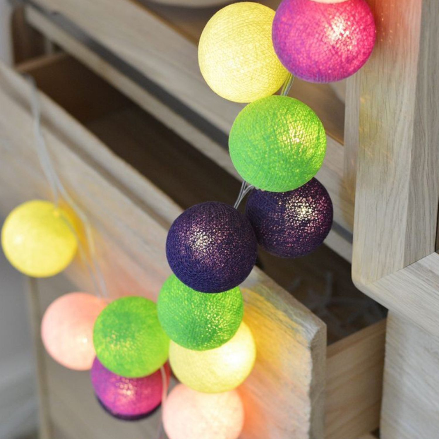Cotton Ball String Light Indoor Decor 6