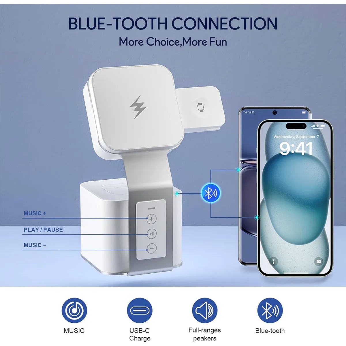 4 in 1Wireless Blue-Tooth Speaker Magnetic Charging Stand 5