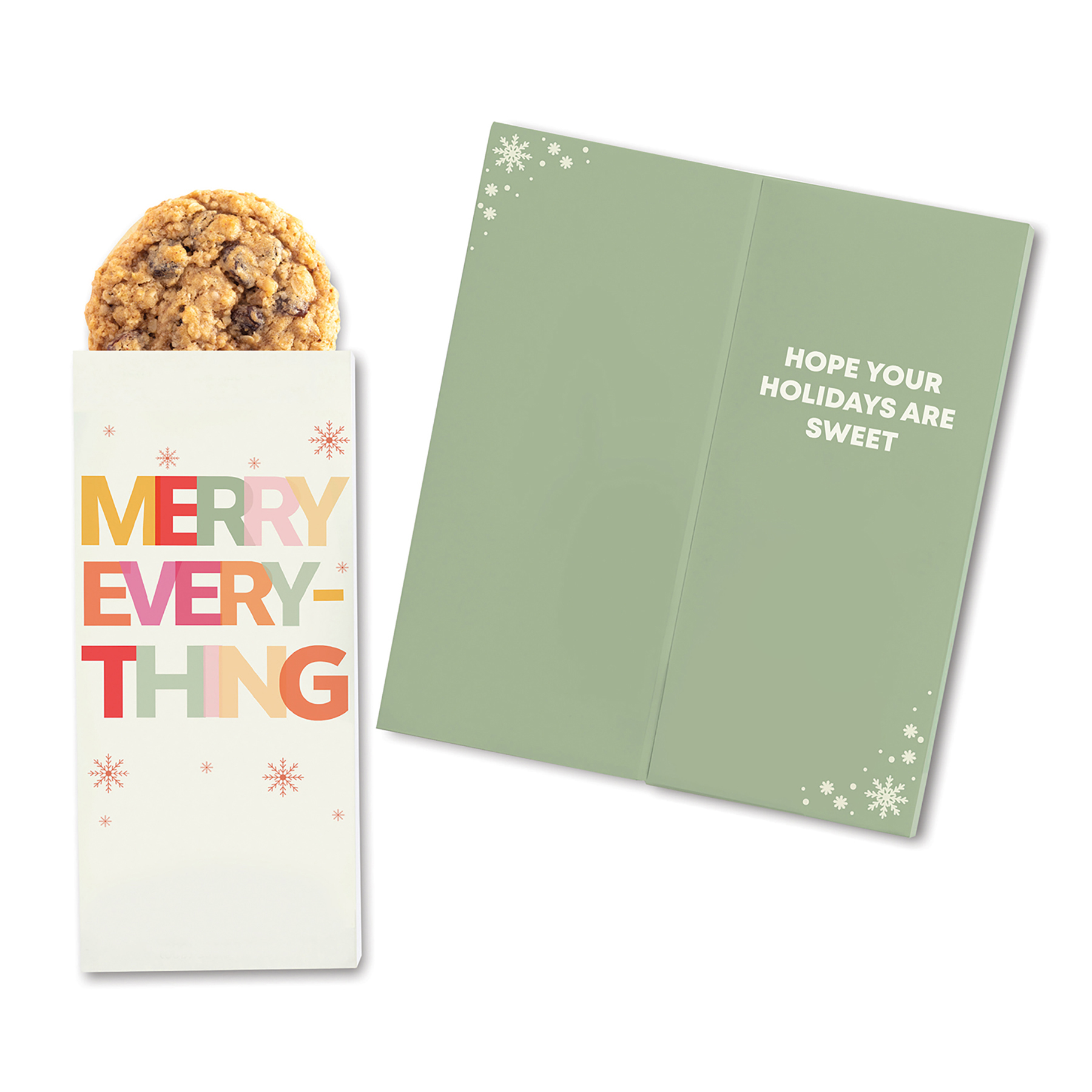 One Color Foil-Stamped Stock Holiday Sentiment Sweeter Cards with Oatmeal Raisin Cookies 3