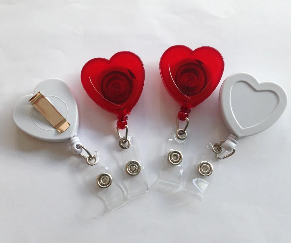 Heart Shaped Retractable Badge Holder - Full color 5