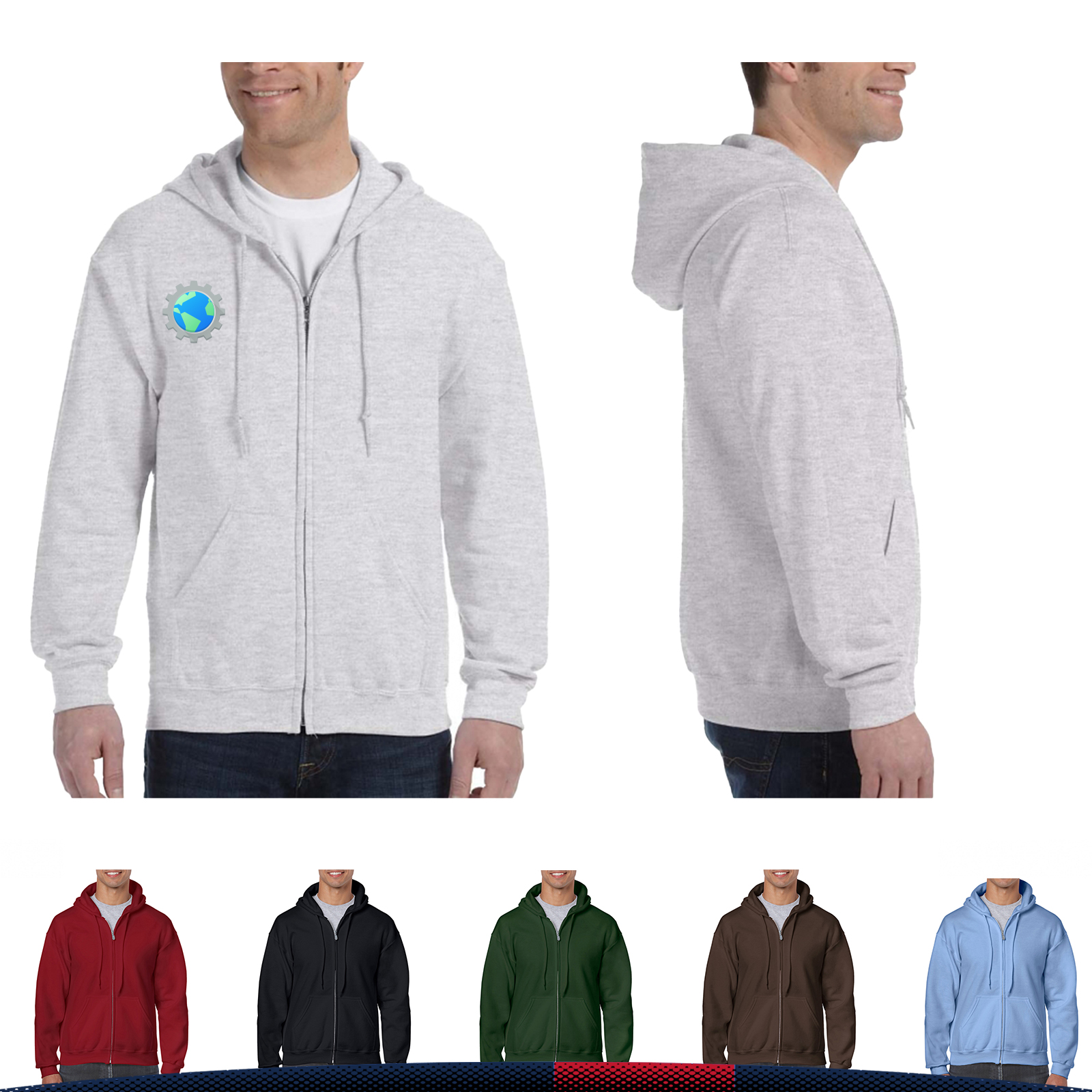 Gildan® 7.5 oz. Men's Full Zip Sweatshirts, custom hoodie or sweatshirt with logo imprint 6