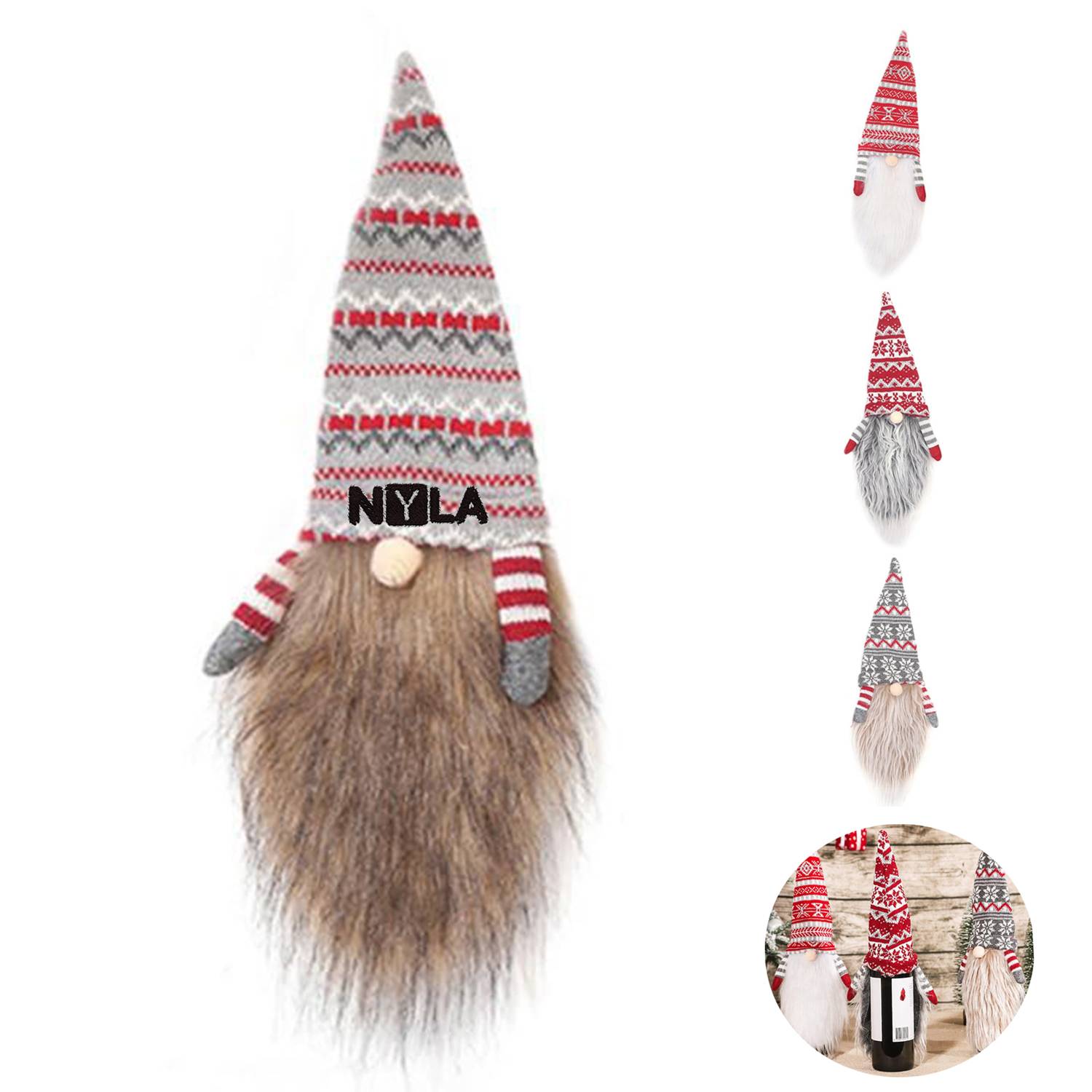 Christmas Gnome Santa Wine Bottle Cover 7