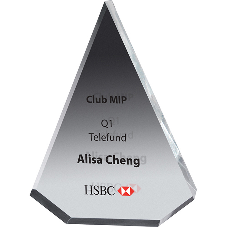 Pyramid 3/4" Thick Clear Acrylic Award (4 1/2"x 6"x 3/4") Screen-Printed