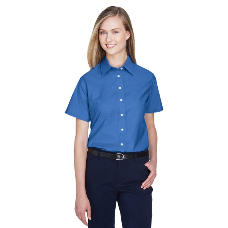 Harriton Ladies' Short-Sleeve Oxford With Stain-Release 2