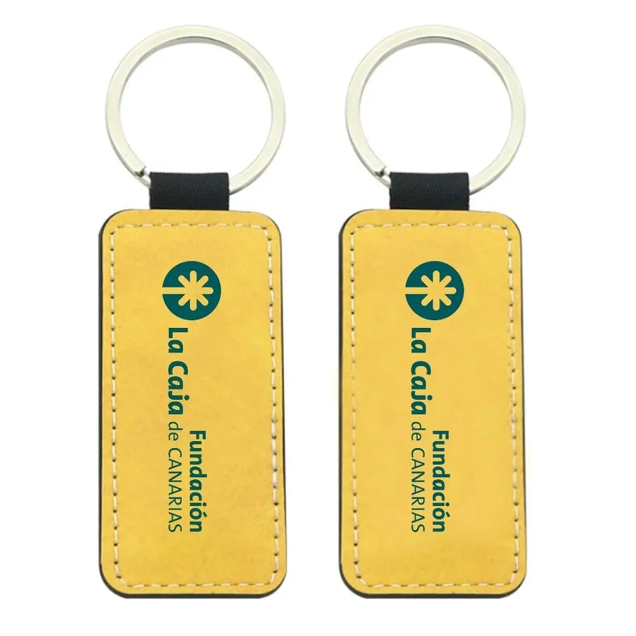Full-Color Rectangle Leather Keychain 6