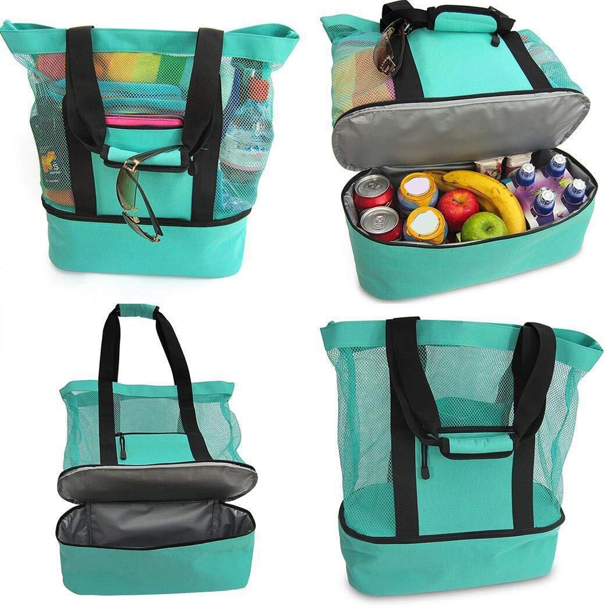 2 in 1 Beach Mesh Tote Bag With Cooler 4