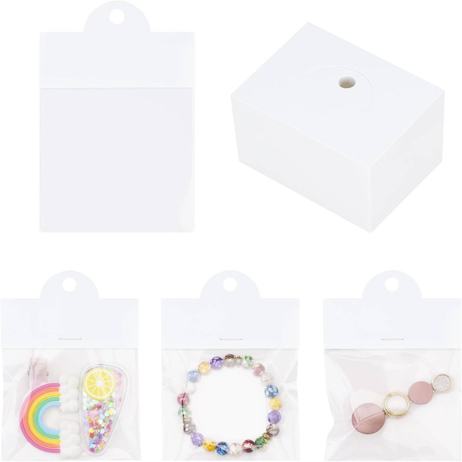 100pcs Kraft Paper Card Clear Plastic Jewelry Packaging Bag 2