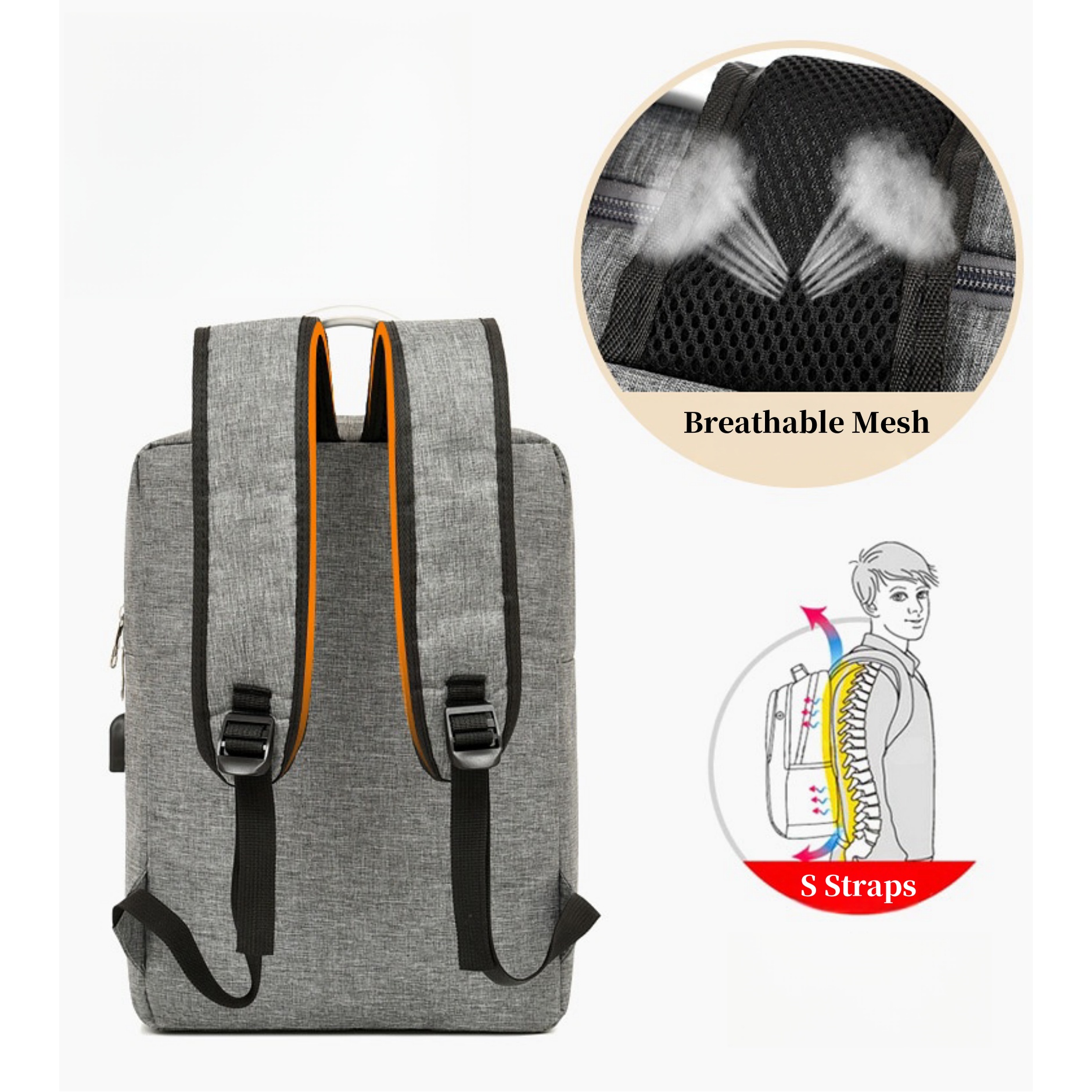15.6 inch Travel Laptop Backpack with USB Charging Port 8