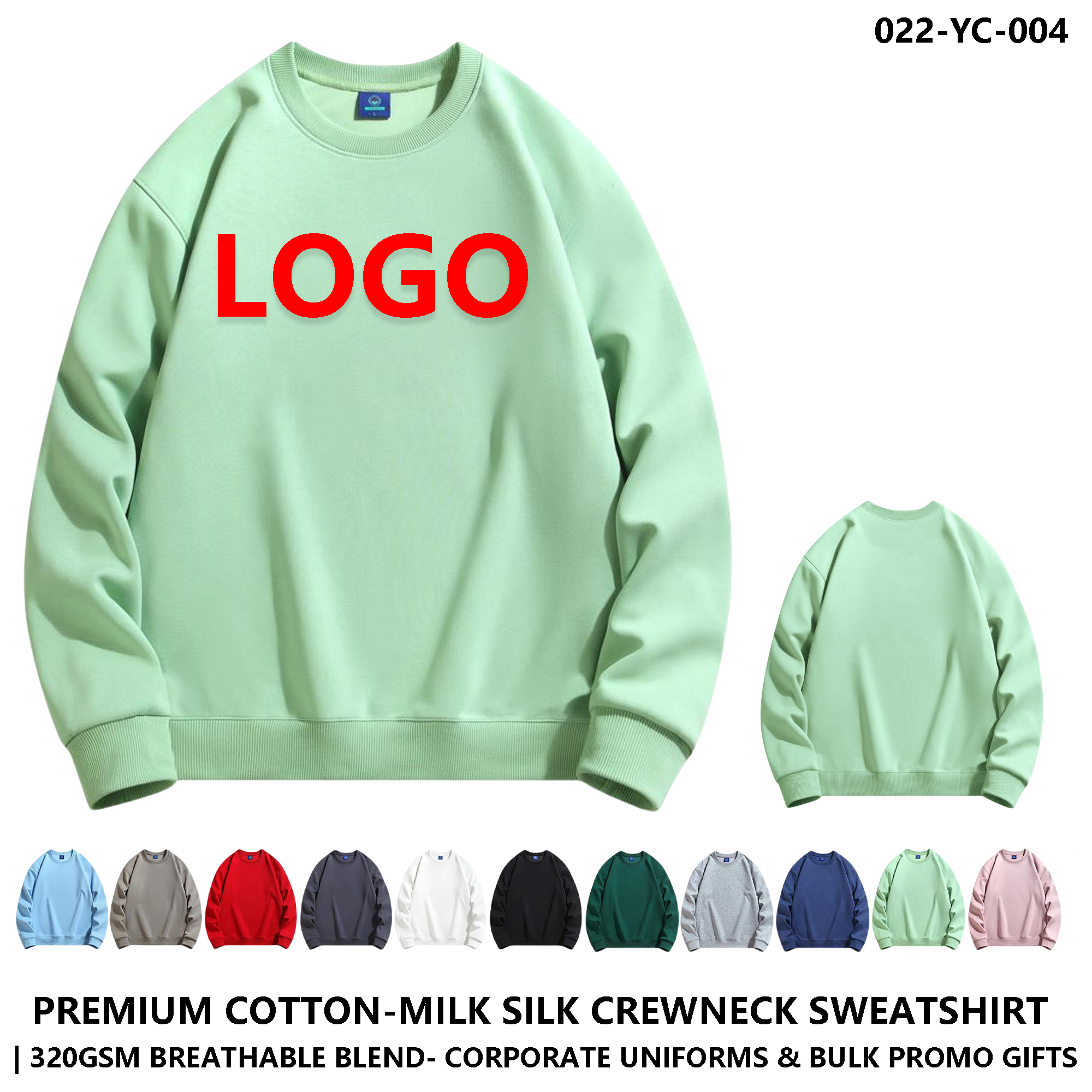 Custom Logo Cotton Milk Silk Crewneck Sweatshirt, custom hoodie or sweatshirt with logo imprint 2