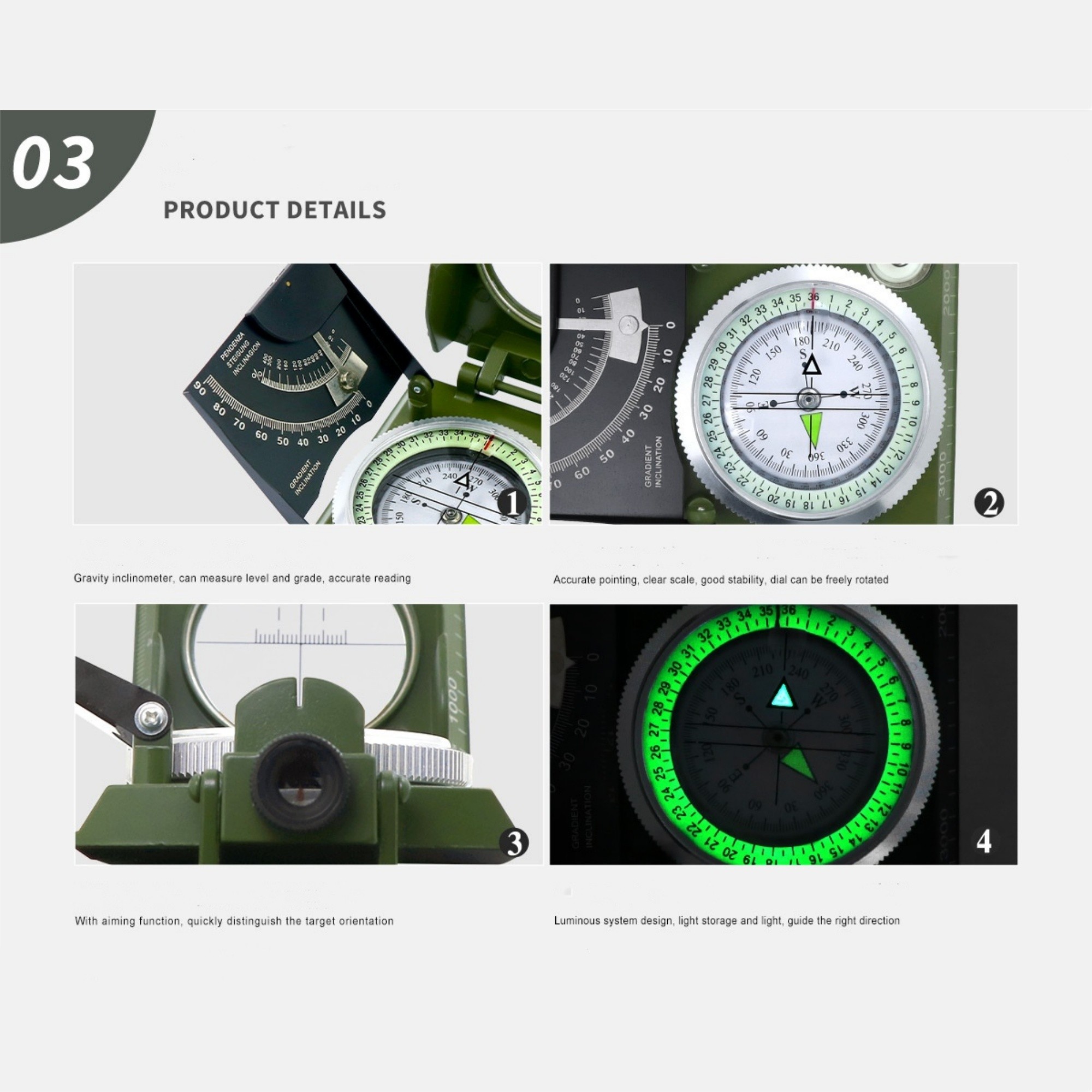 Military Grade Hiking Survival Compass 5
