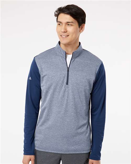 Men's Ultimate365 Heather Block Print Quarter-Zip Pullover - A522 17
