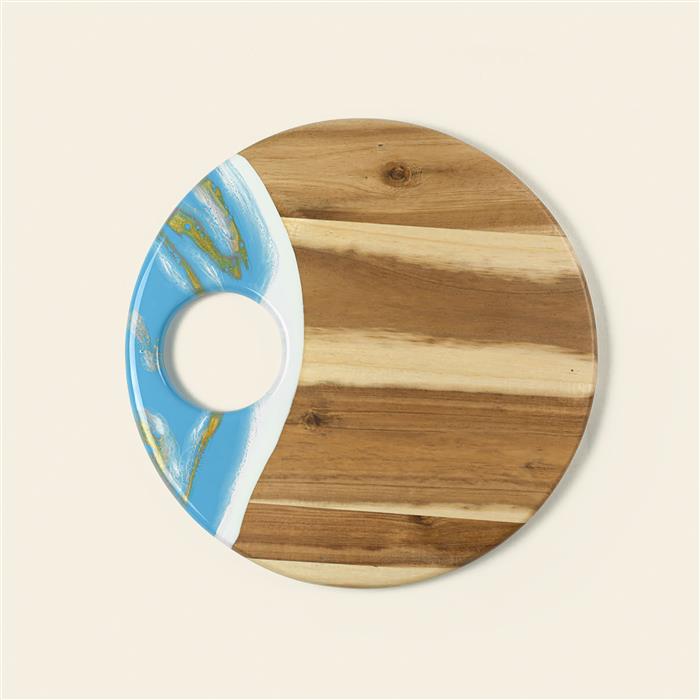Large Round Acacia Board With Dip Holder 56