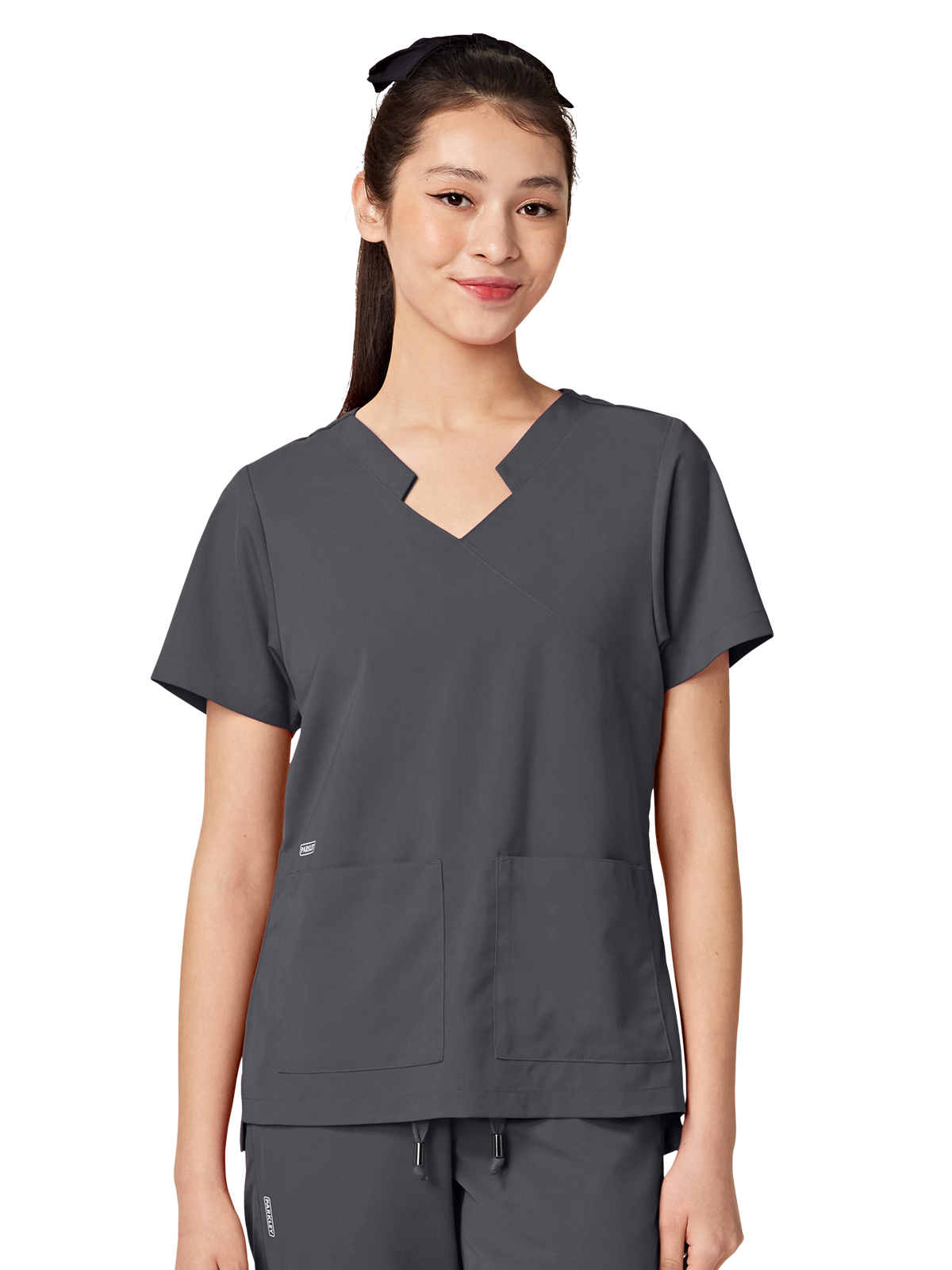 Parkley ABC - Women's Two-Pocket TESS Mandarin Mock Wrap Top 7
