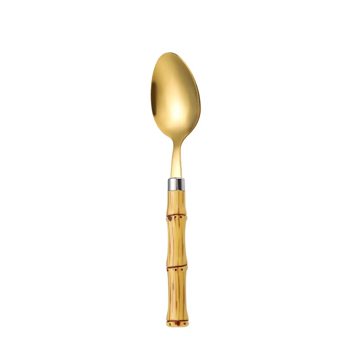 4 Piece Bamboo Stainless Steel Cutlery Gold Flatware Sets 2