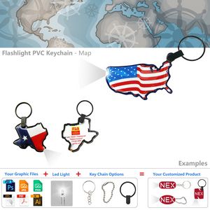 Custom Map Themed Keychain LED Flashlight 11