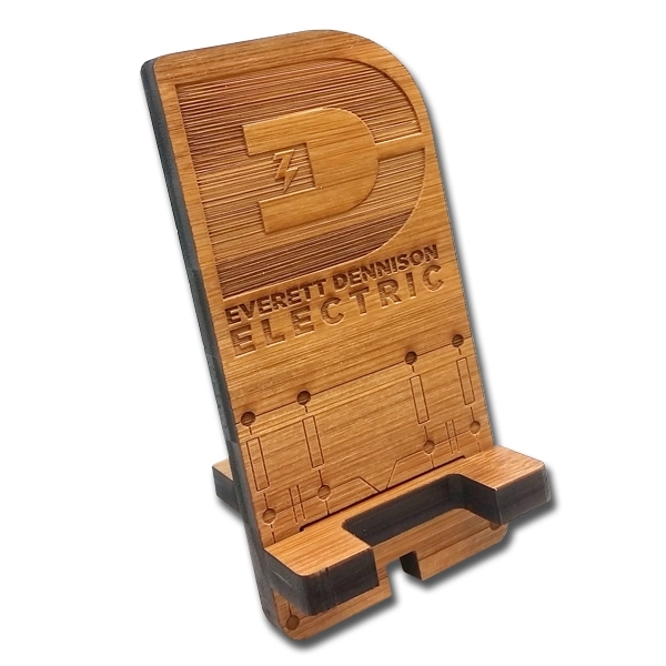 Etched Bamboo Phone Desk Stands 3