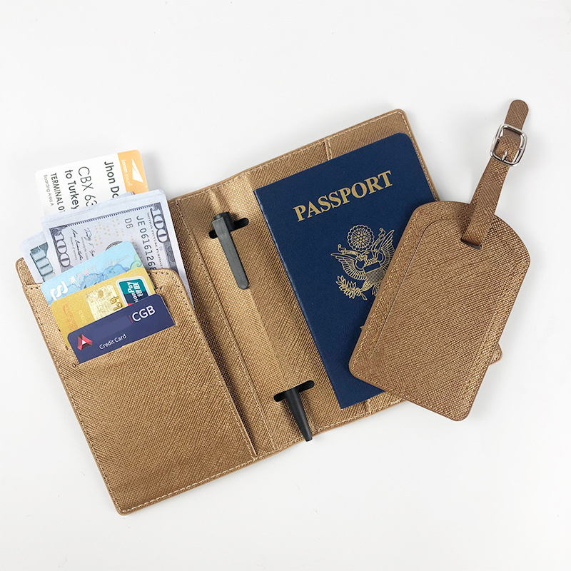 Multifunction PU Leather Passport Holder With Luggage Tag 3