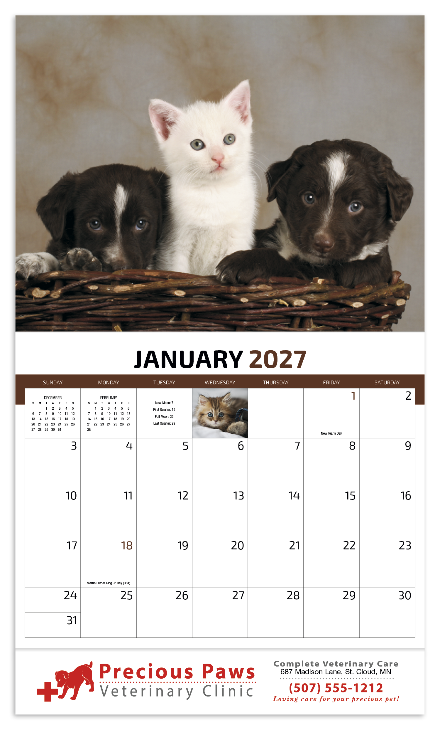 HotLine® Products Four Paws Appointment Calendar - Stapled 50
