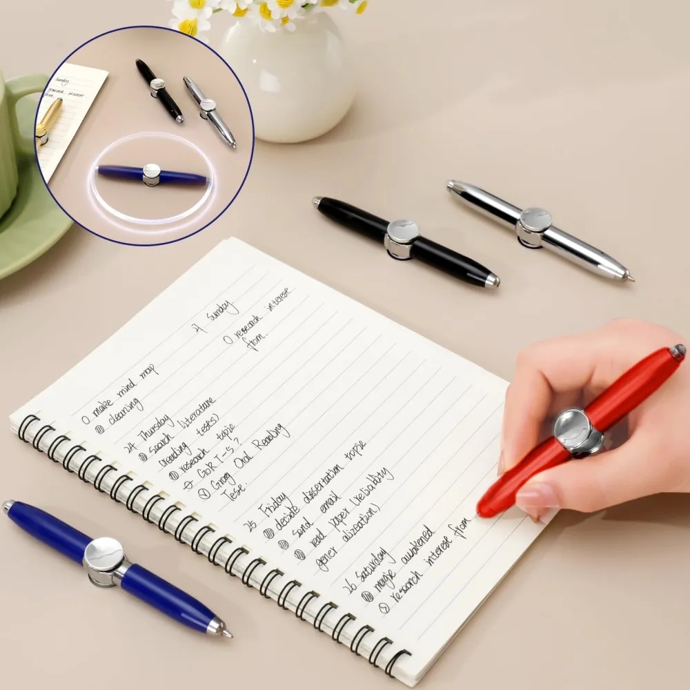 Metal Spinning Fidget Ballpoint Pen with LED Light 1