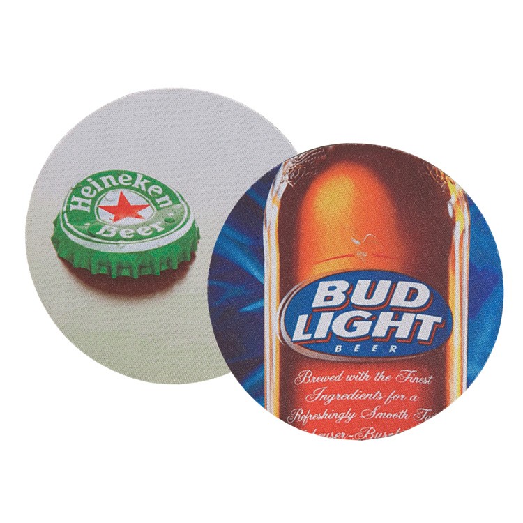 Round Soft Rubber & Jersey Skid Resistant Neoprene Coaster w/ Full Color Dye Sublimation 2