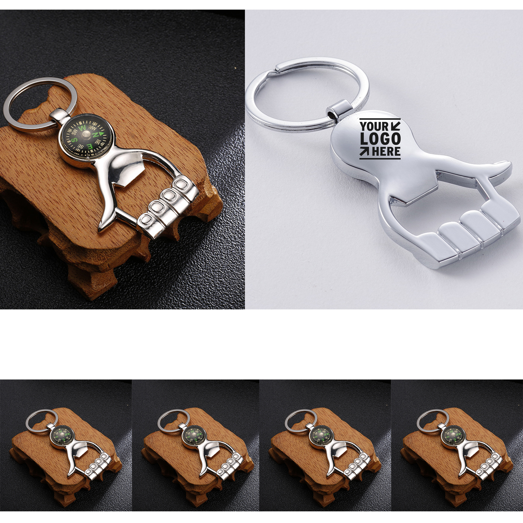 Portable Multi-purpose Bottle Opener Metal Key Chain Mini Survival Compass
