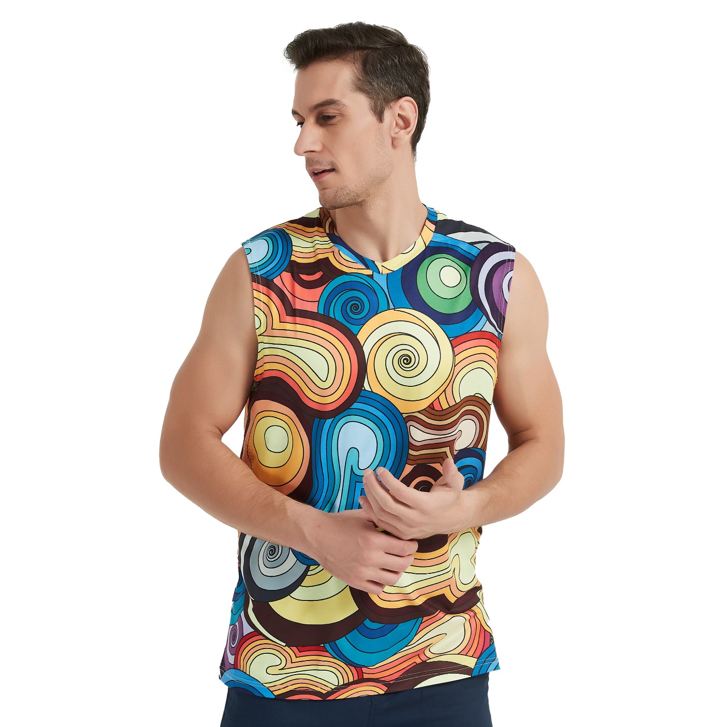 Unisex 180 GSM Poly Interlock V-neck Sublimation Tank Tops 7