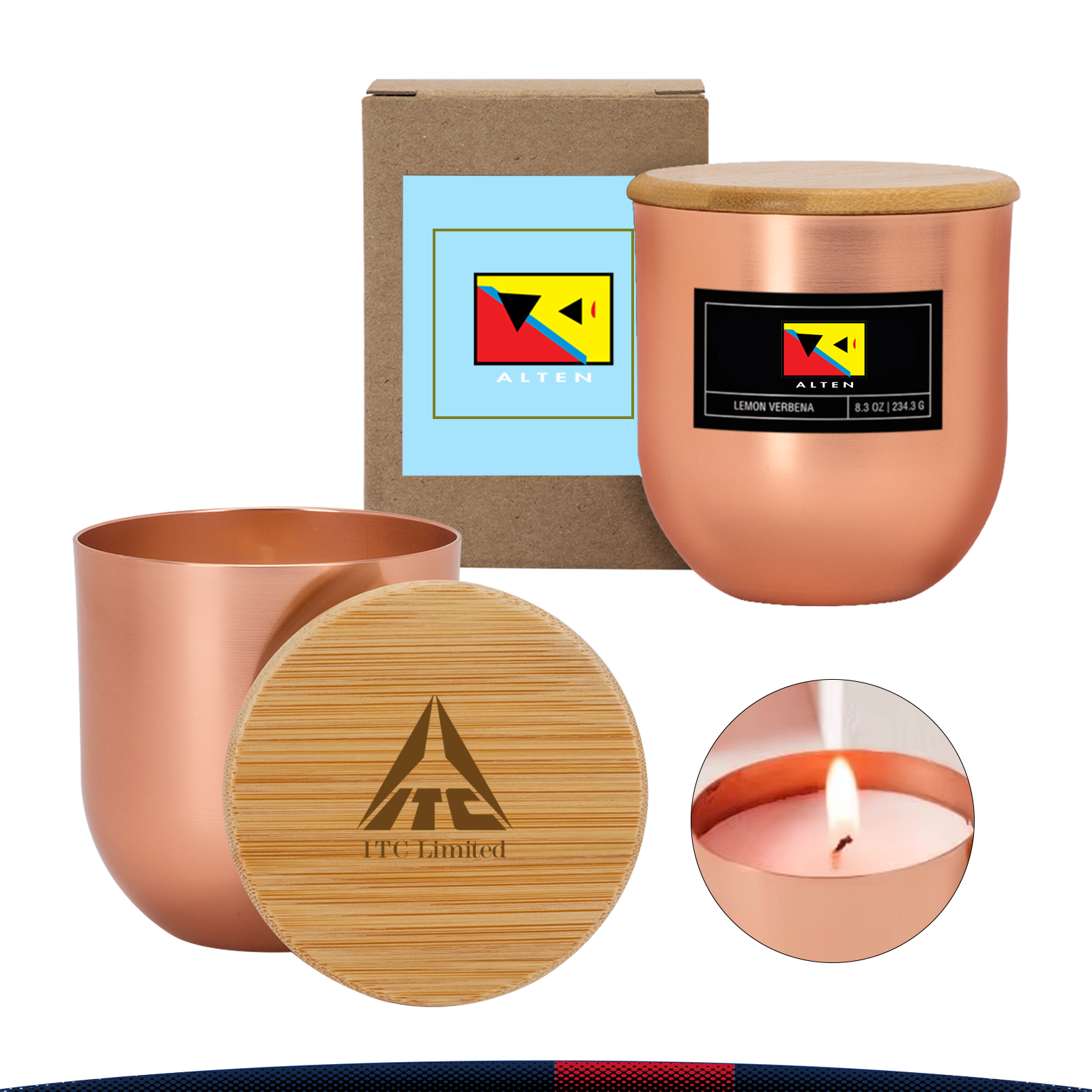 8 oz. Arthen White Wax Metallic Candle with Wood Lid 7