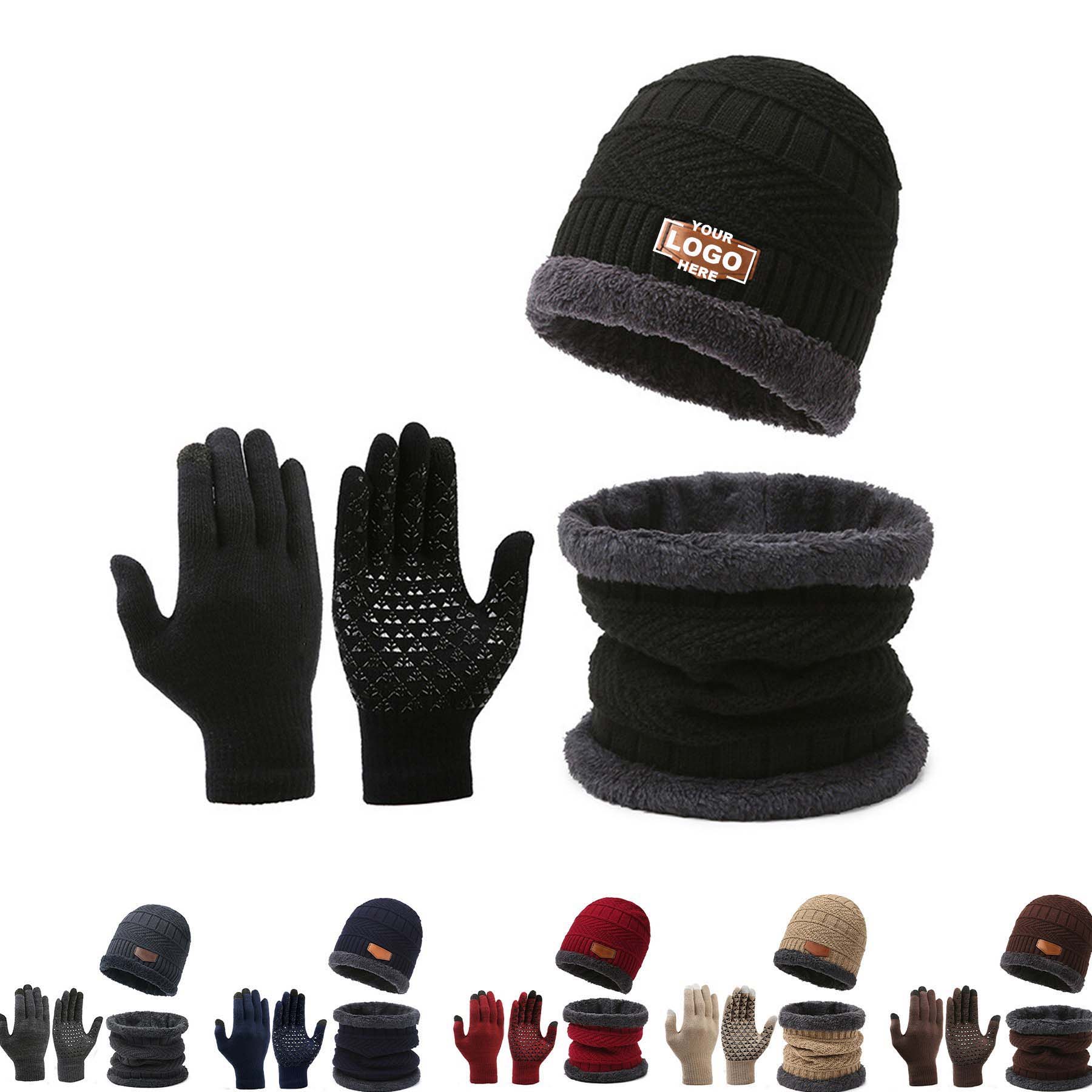 Winter Knit Hat, Scarf, and Gloves Set 5