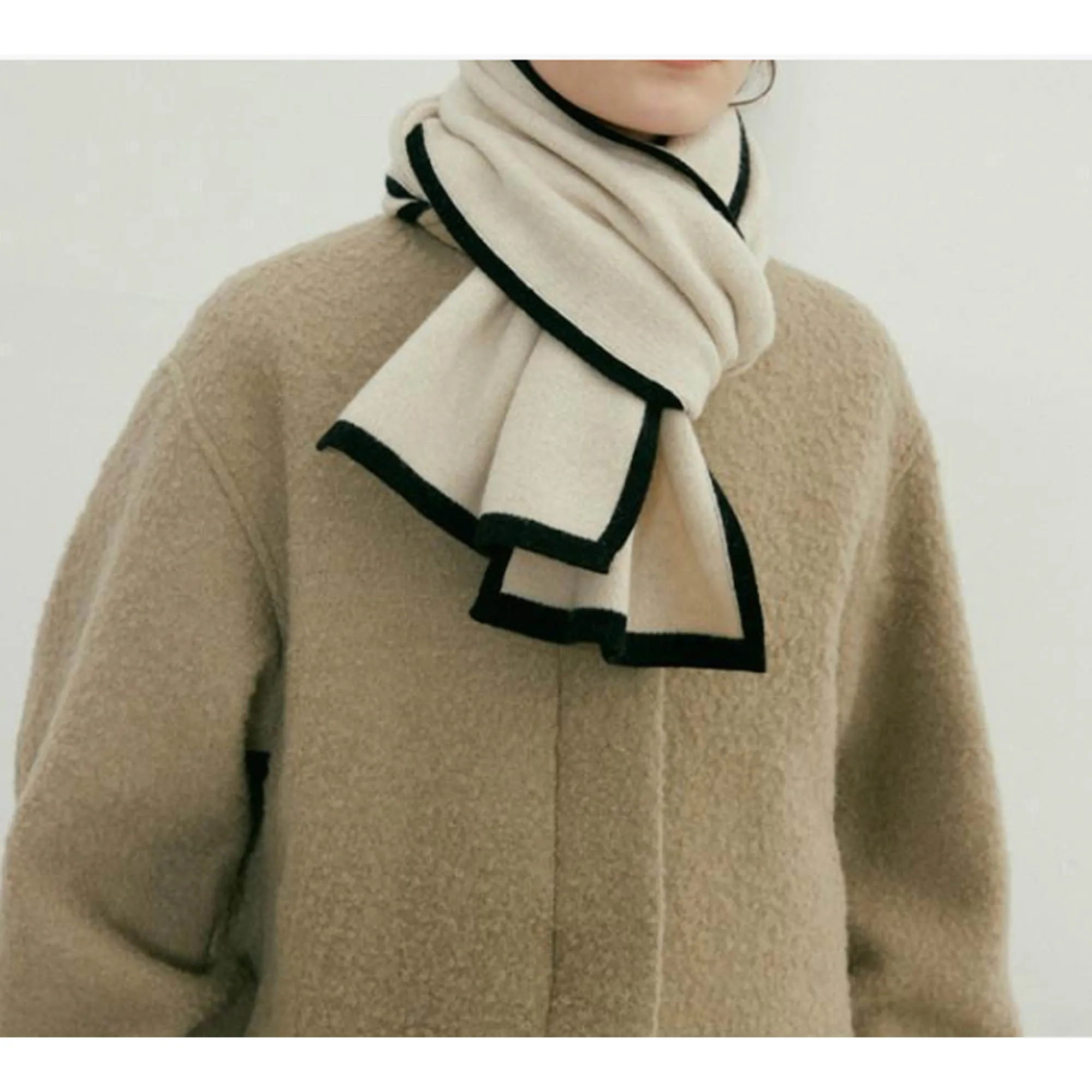 Wool Blend Winter Scarf with Elegant Trim 5
