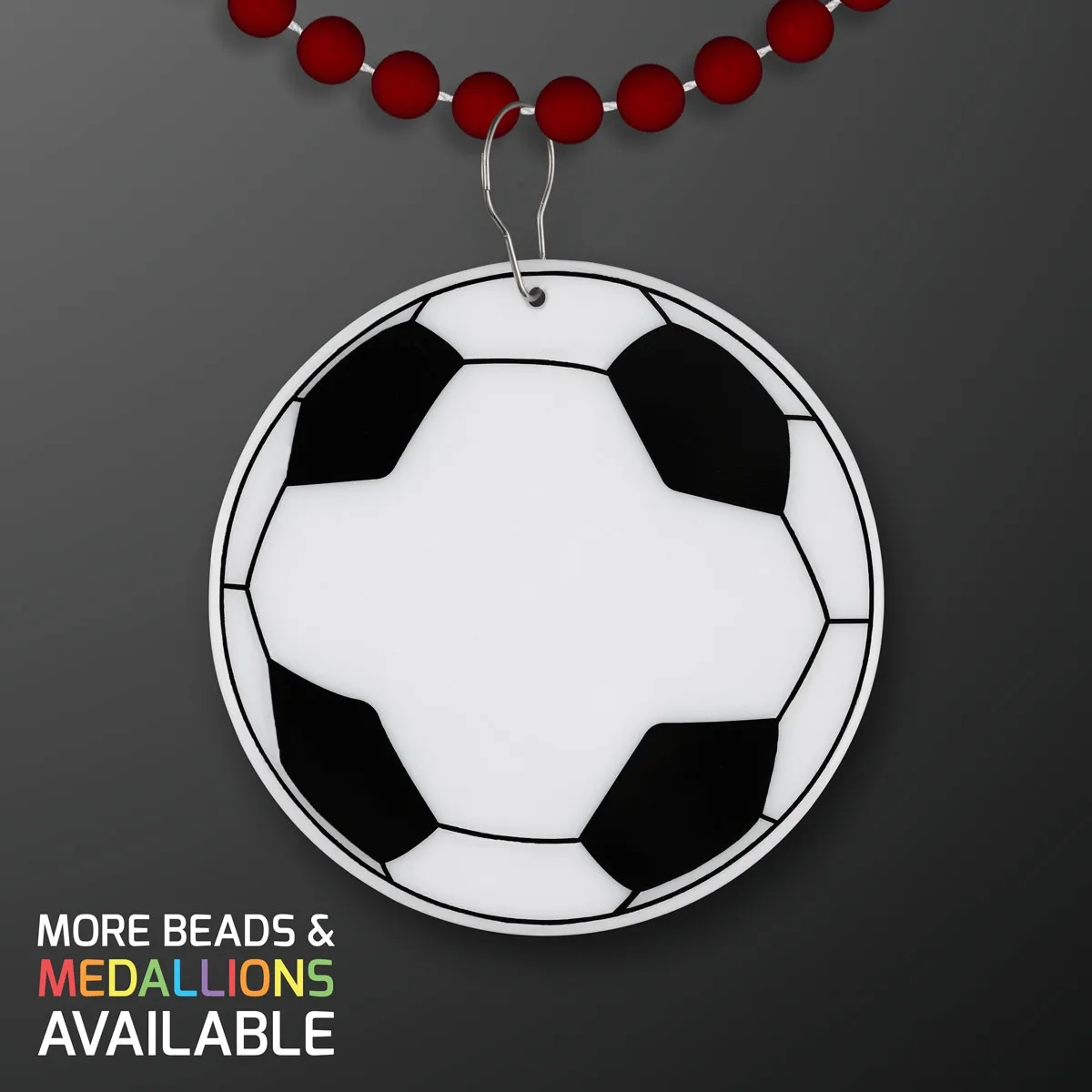 Soccer Ball Medallion with Beaded Necklace (Non Light Up) 19
