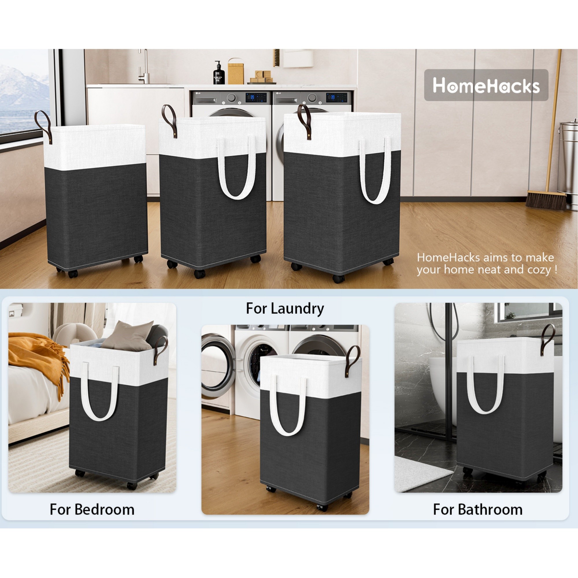 Large Foldable Wheeled Laundry Basket 5