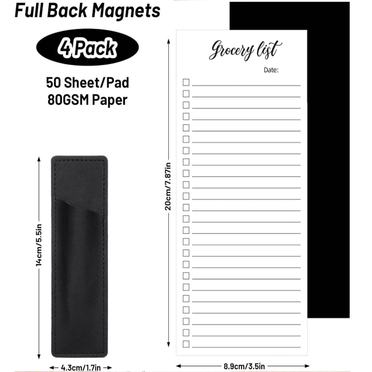 4 Pack Magnetic Fridge Notepad Set w/ Pen Holder 8