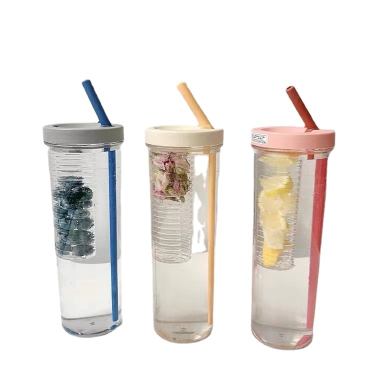 24OZ Plastic Water Bottle With Straws 2