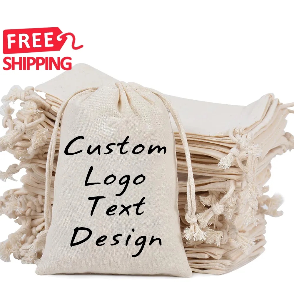 Organic Muslin Cotton Drawstring Bag 3
