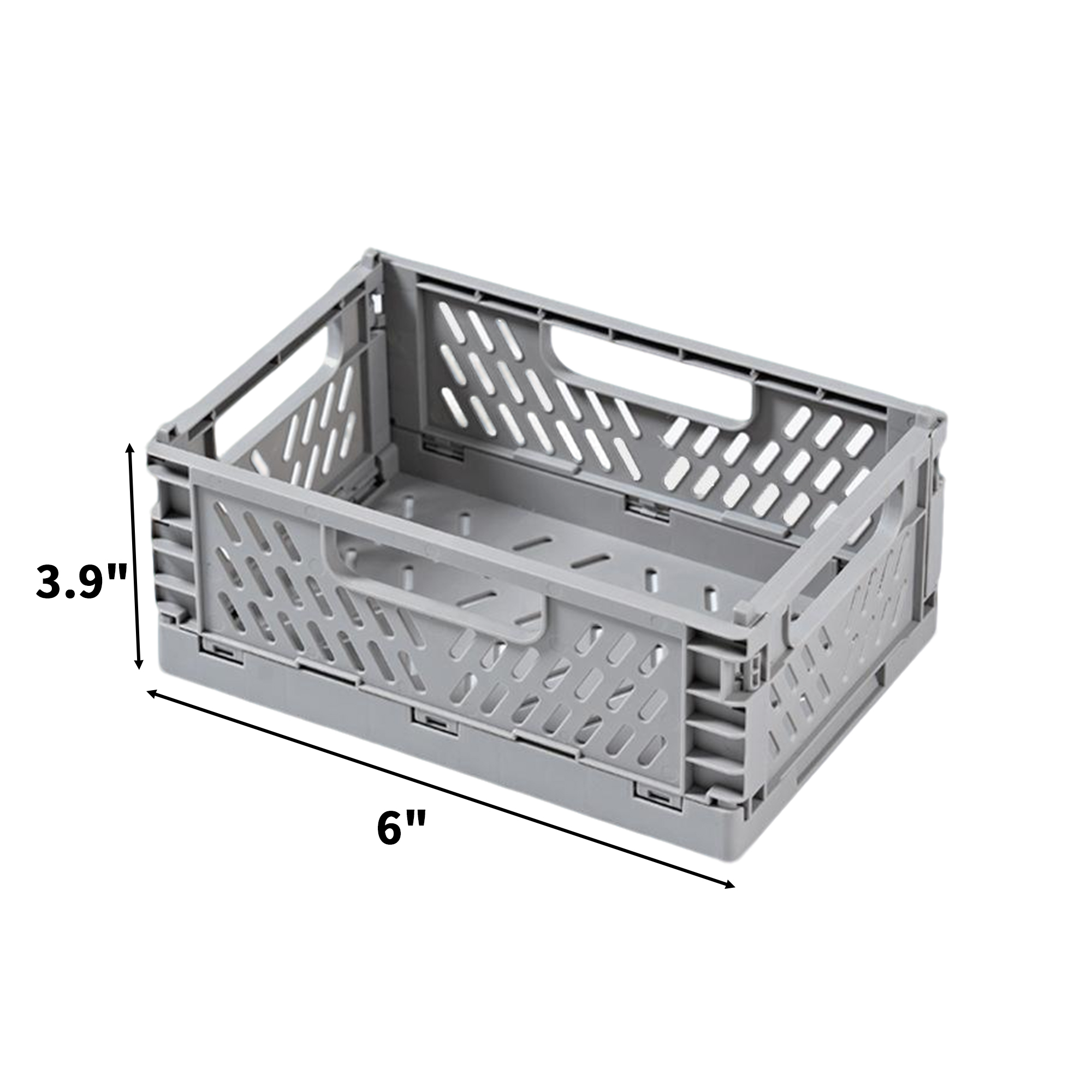 Mini Folding Storage Basket With Handle Polypropylene 6" 8