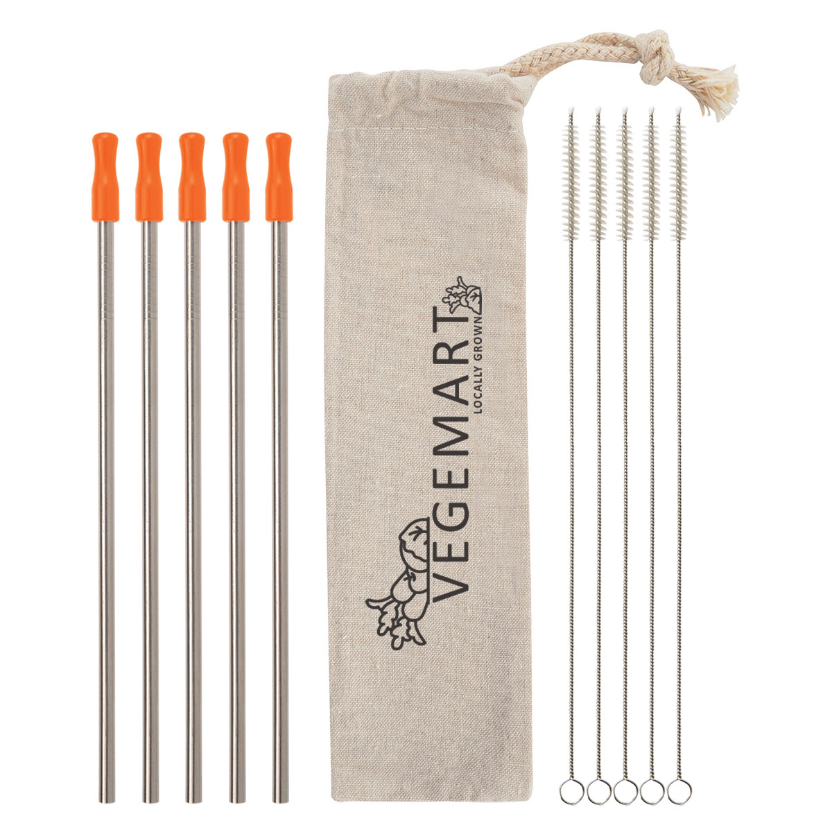 5-Pack Stainless Straw Kit with Cotton Pouch 8