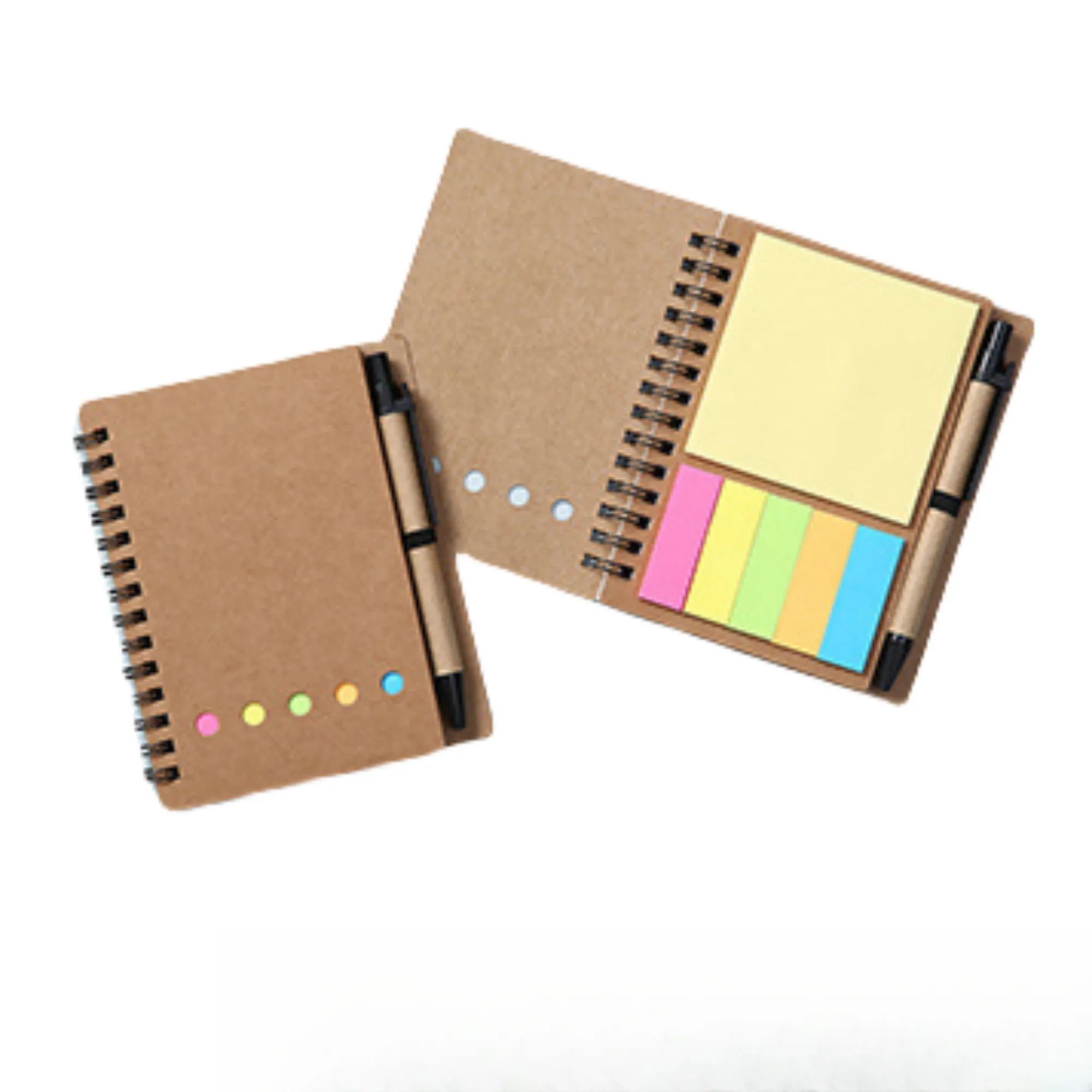 Pocket Colored Sticky Note Brown Paper Spiral Notebook 6